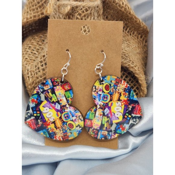 Handcrafted Jewelry - 90's heart shaped earrings, Baltic birch wood, New, Lightweight.